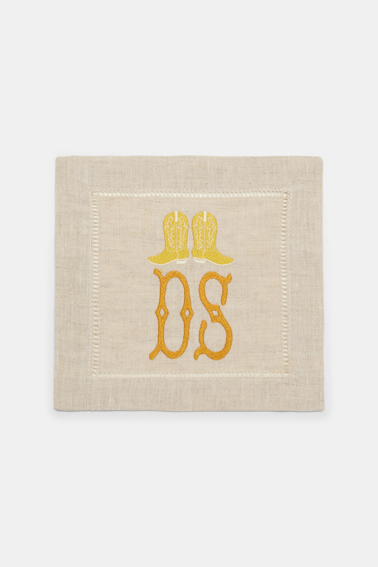 Dorothee Schumacher Set of two hand-embroidered napkins DS Boots yellow Product Detail View