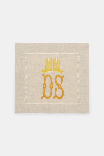 Dorothee Schumacher Set of two hand-embroidered napkins DS Boots yellow Product Detail View