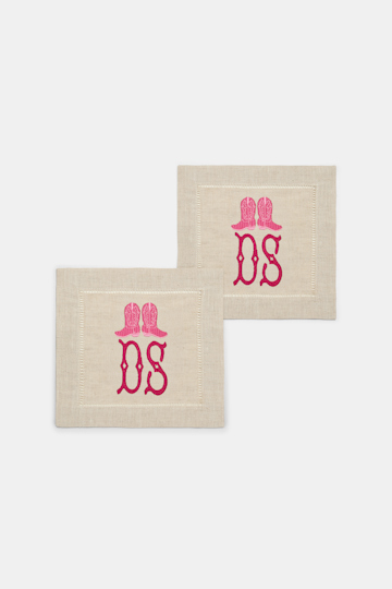 Dorothee Schumacher Set of two hand-embroidered napkins DS Boots red Product Front View