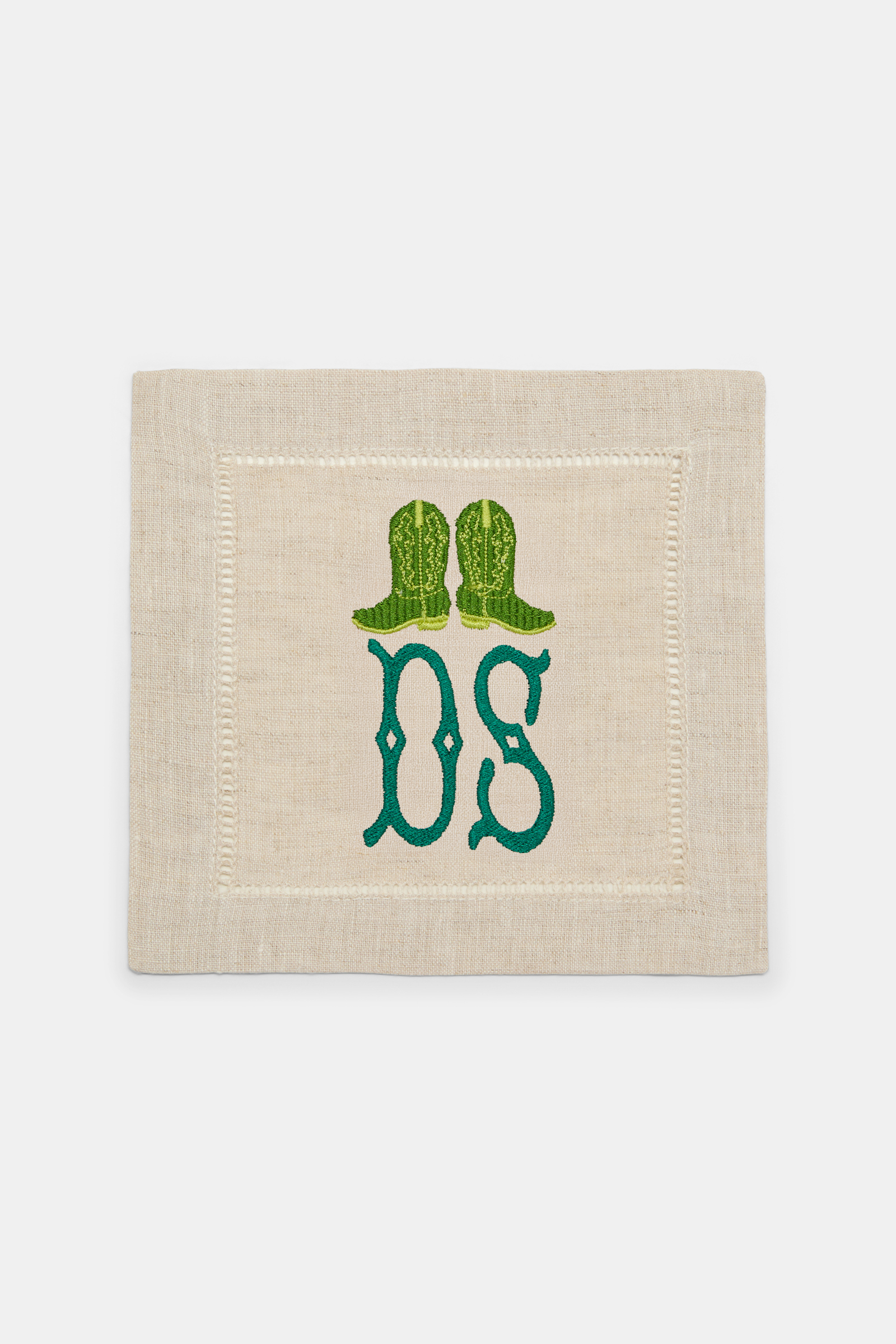Dorothee Schumacher Set of two hand-embroidered napkins DS Boots green Product Detail View
