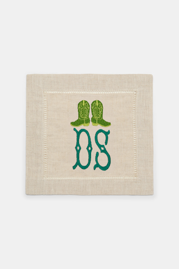 Dorothee Schumacher Set of two hand-embroidered napkins DS Boots green Product Detail View