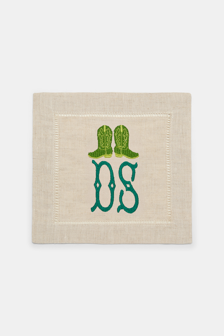 Dorothee Schumacher Set of two hand-embroidered napkins DS Boots green Product Detail View