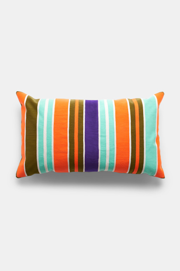 Dorothee Schumacher Large, striped cushion cover orange purple stripe mix