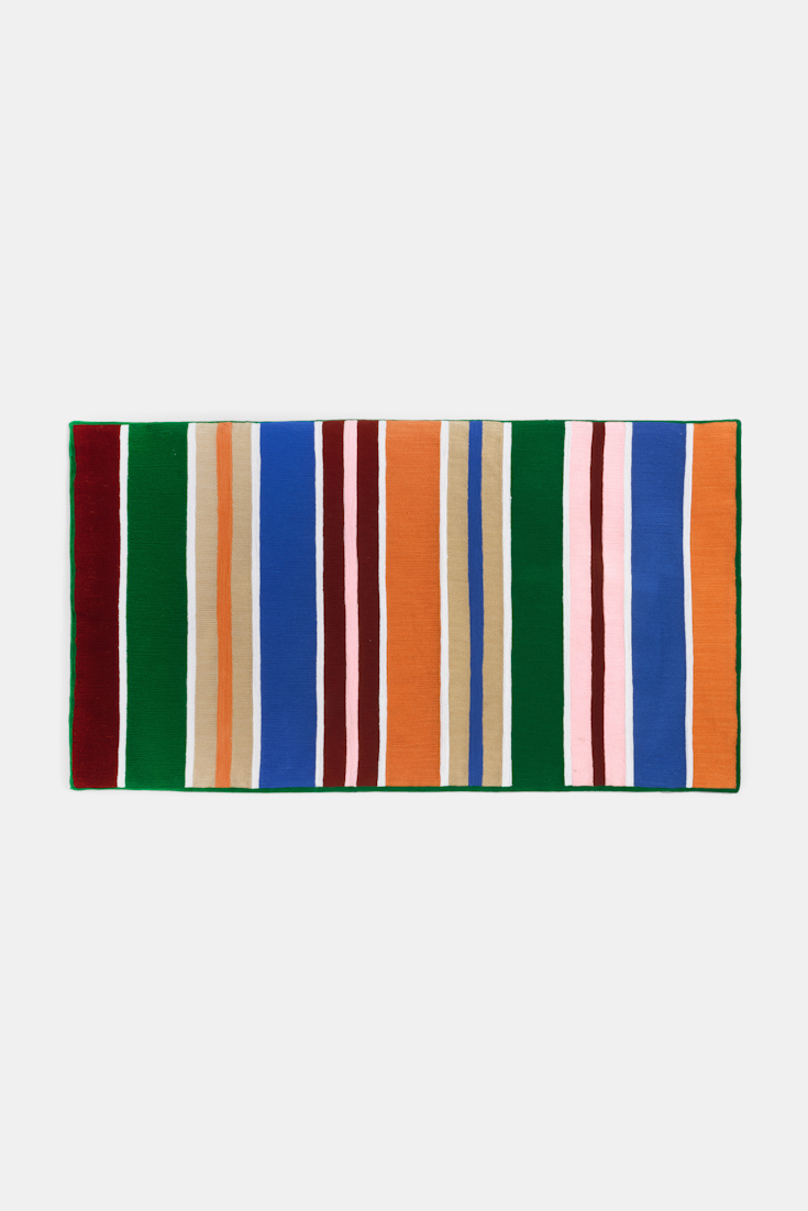 Dorothee Schumacher Großes, gestreiftes Kissen green/bkue/orange stripe