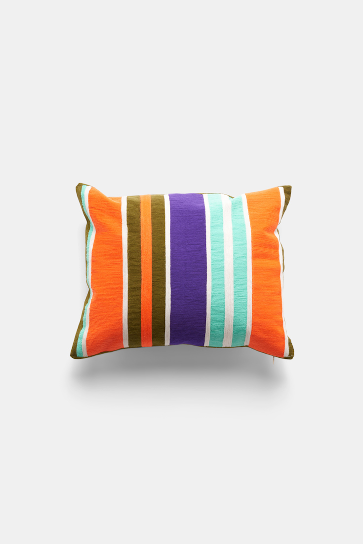 Dorothee Schumacher Gestreiftes Kissen orange, purple, khaki stripe