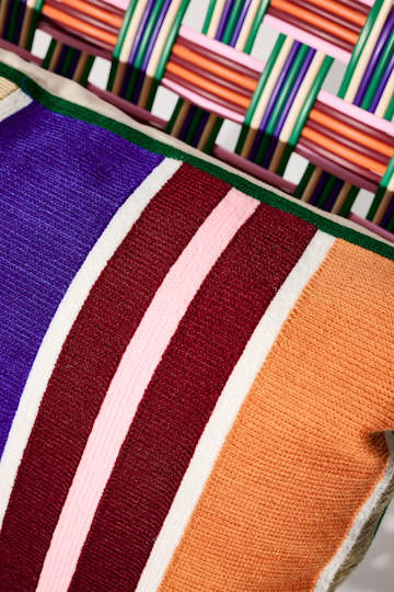 Dorothee Schumacher Striped cushion green blue stripe mix