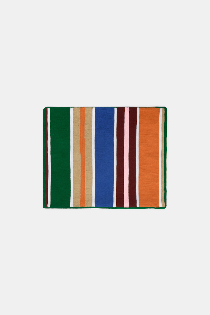Dorothee Schumacher Gestreiftes Kissen green/bkue/orange stripe