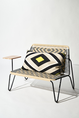 Dorothee Schumacher Large cushion with diamond pattern black and white diamond