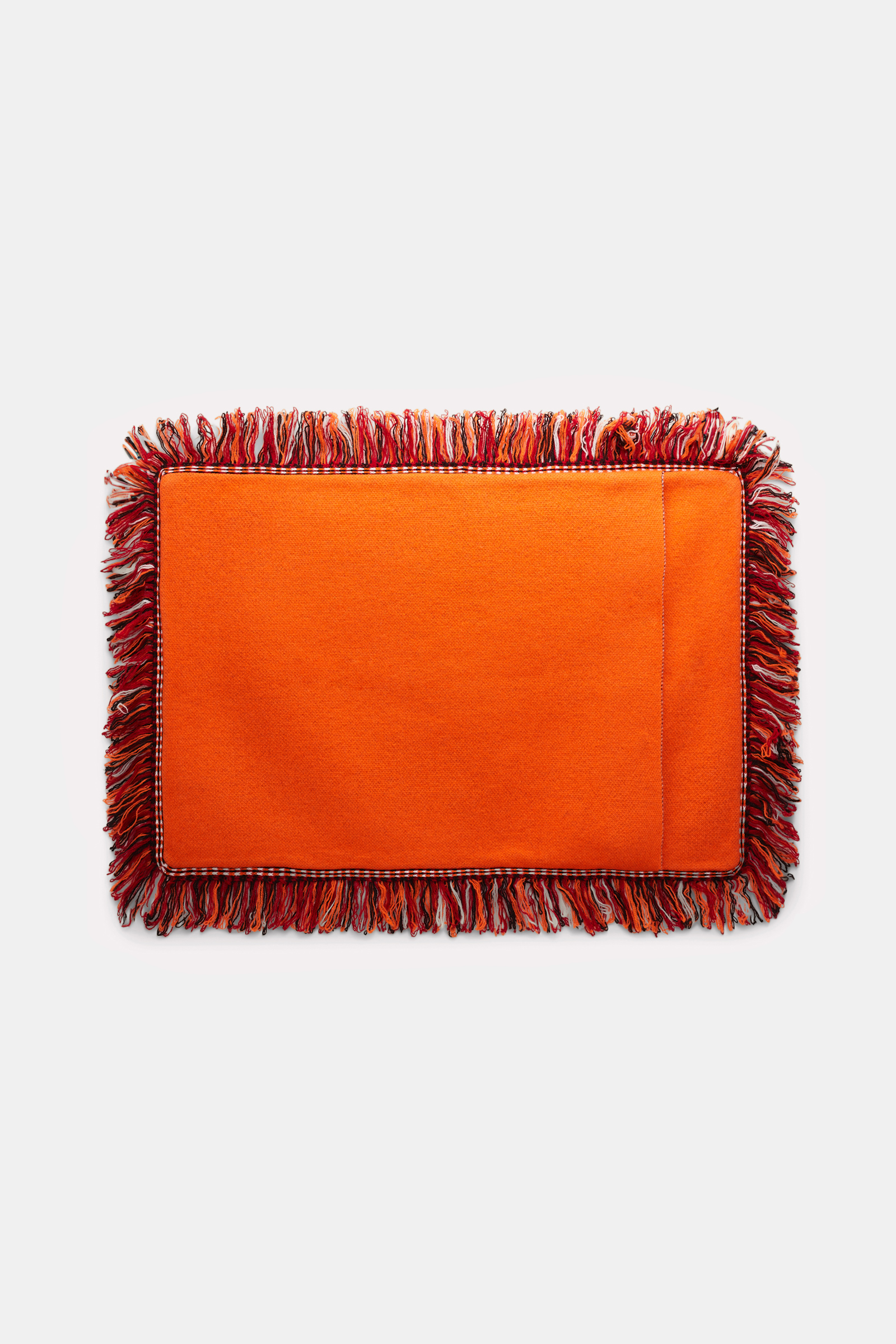 Dorothee Schumacher Wool cushion with GOOD LUCK clover motif mix orange/verde/militar
