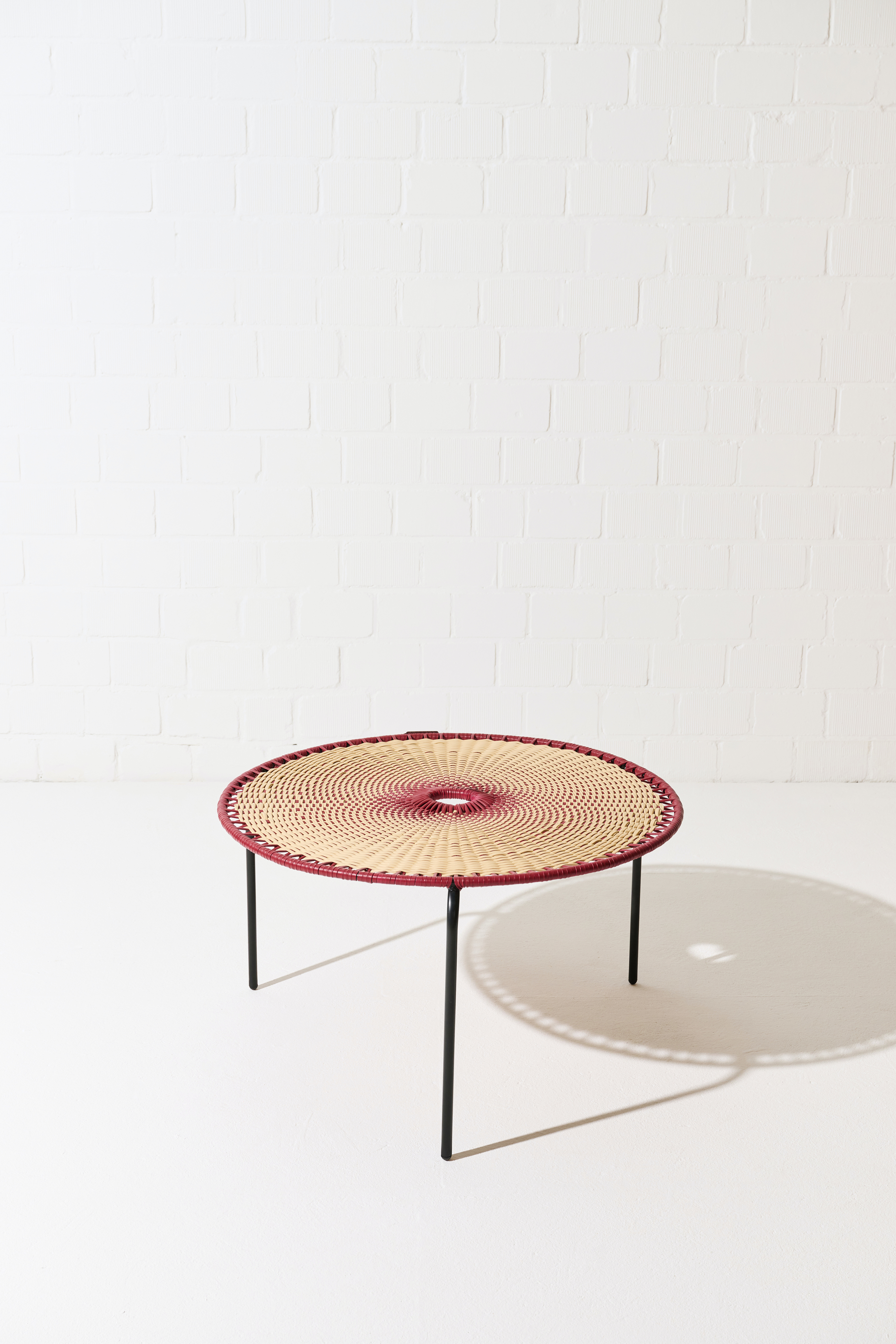 Dorothee Schumacher Handwoven large coffee table beige rojo vino mix