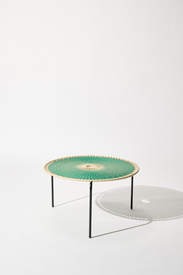 Dorothee Schumacher HANDWOVEN LARGE COFFEE TABLE verde beige mix