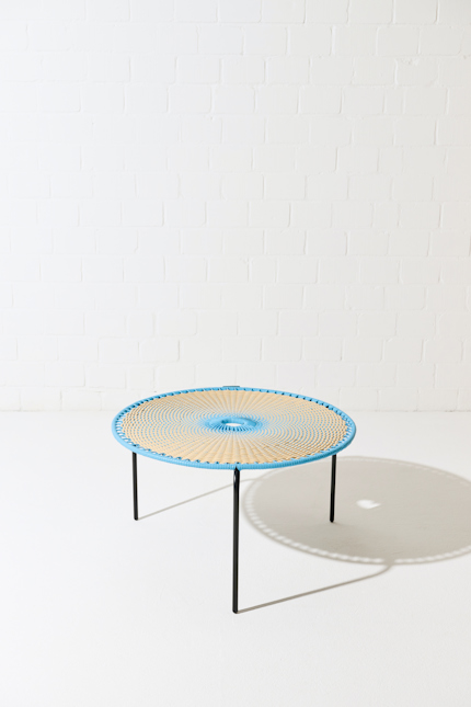BELLAVISTA big table 75cm Dorothee Schumacher Handwoven large coffee table beige azul mix
