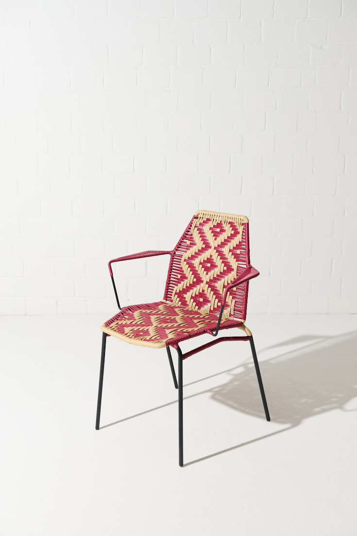 Dorothee Schumacher Handgeflochtener Stuhl rojo vino beige mix