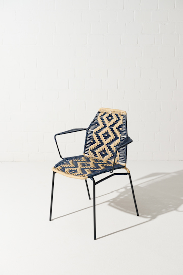 Dorothee Schumacher Handwoven chair dark blue beige mix