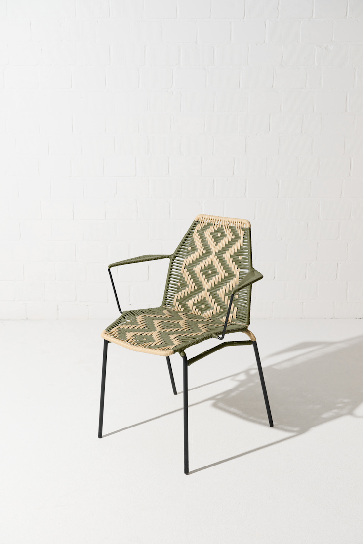 Dorothee Schumacher Handwoven chair verde militar beige mix