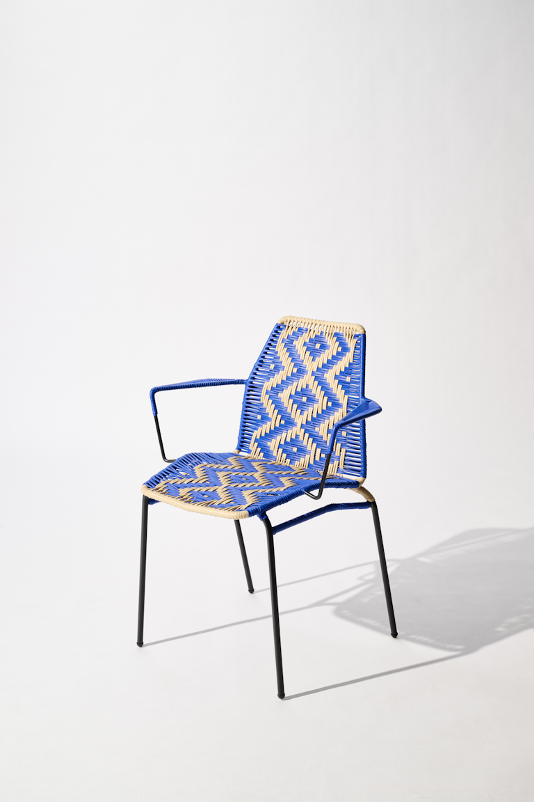 Dorothee Schumacher Handwoven chair blue beige mix