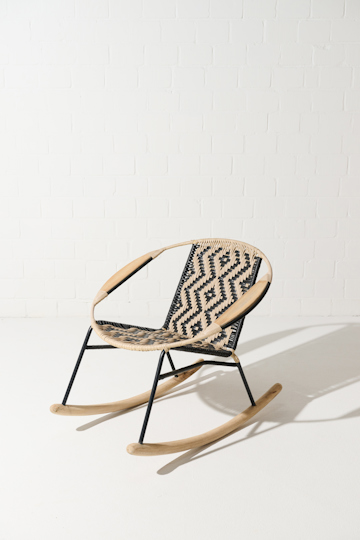 Dorothee Schumacher Handwoven rocking chair black beige mix