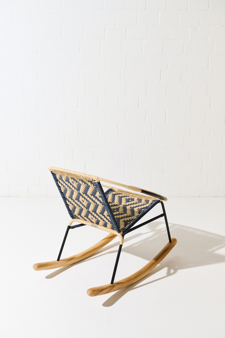 Dorothee Schumacher HANDWOVEN ROCKING CHAIR dark blue beige mix
