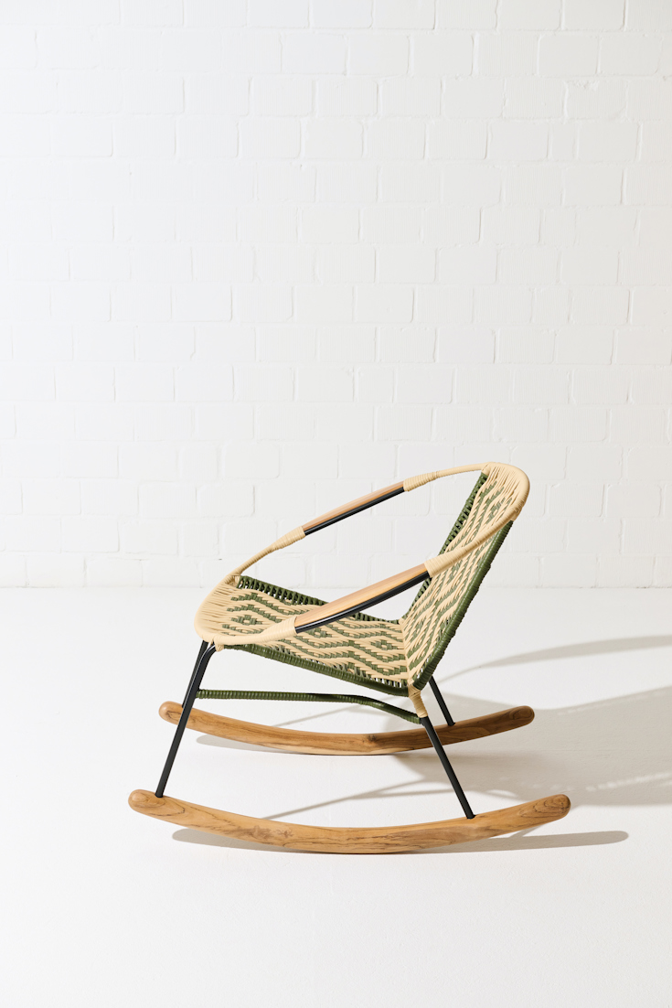 Dorothee Schumacher HANDWOVEN ROCKING CHAIR verde militar beige mix