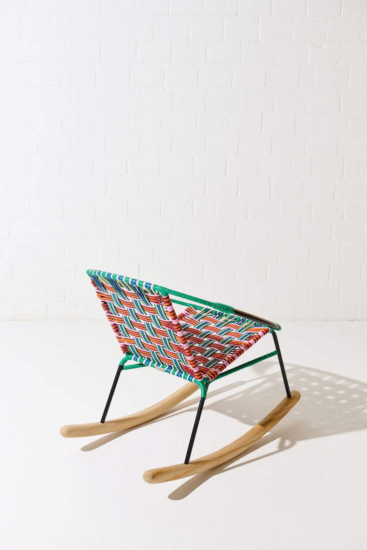 Dorothee Schumacher HANDWOVEN ROCKING CHAIR rojo azul mix