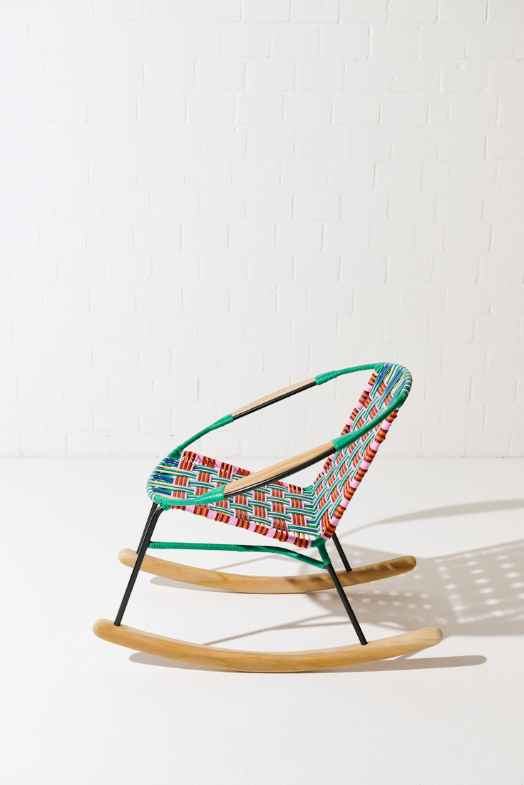 Dorothee Schumacher HANDWOVEN ROCKING CHAIR rojo azul mix