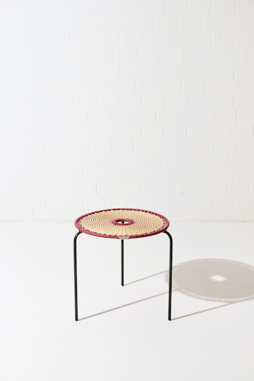 Dorothee Schumacher Handwoven small coffee table rojo vino beige mix