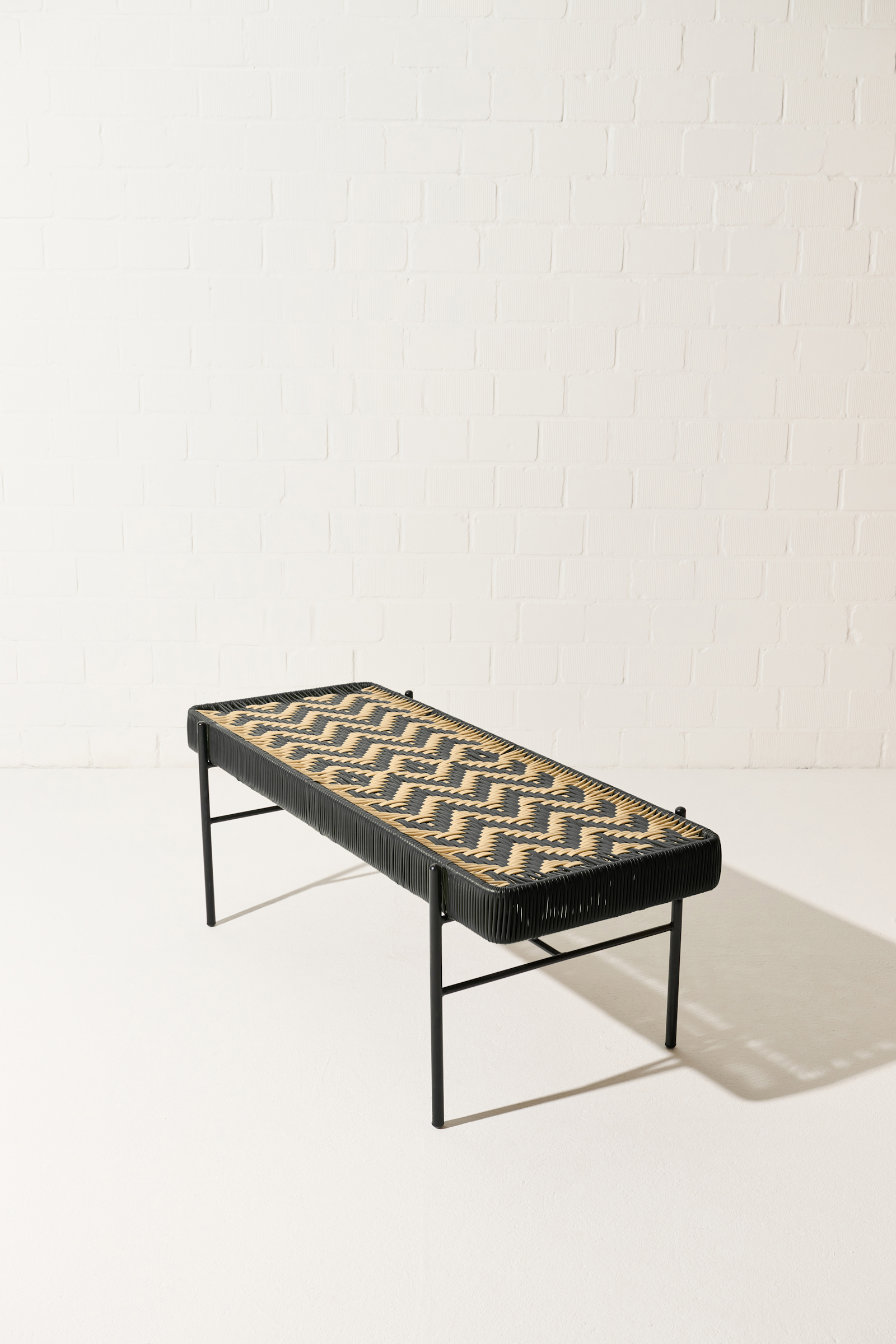 Dorothee Schumacher Handwoven bench black beige mix