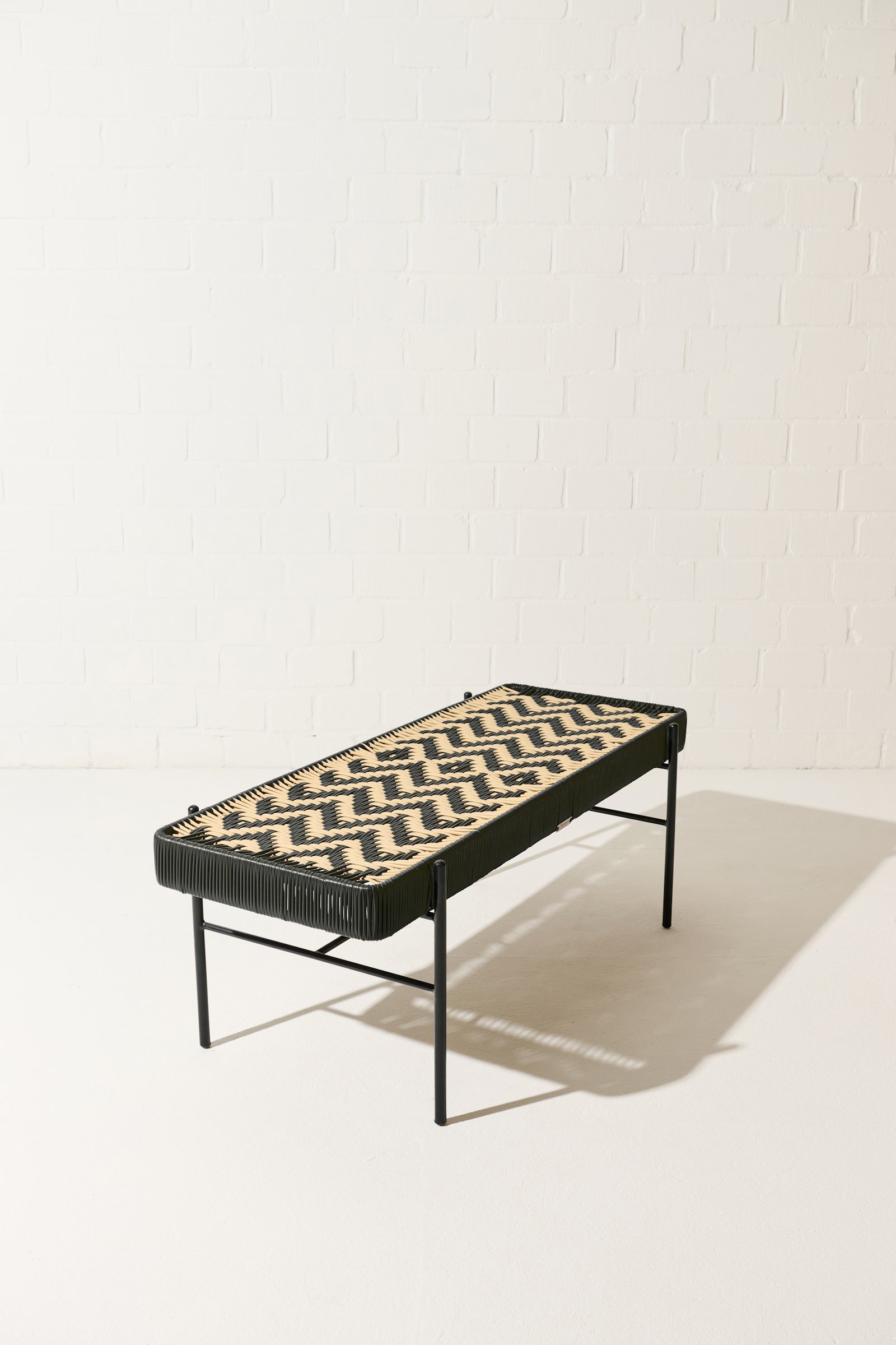 Dorothee Schumacher Handwoven bench black beige mix