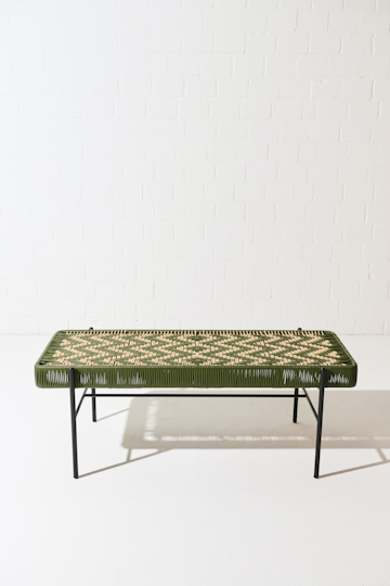 Dorothee Schumacher Handwoven bench verde militar beige mix