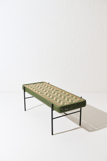 Dorothee Schumacher Handwoven bench verde militar beige mix