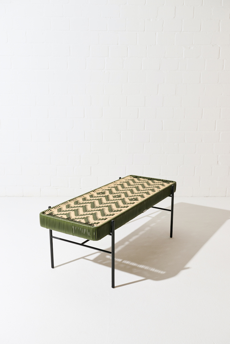 Dorothee Schumacher Handwoven bench verde militar