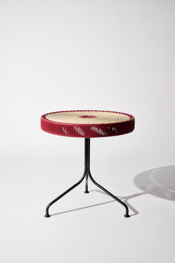 Dorothee Schumacher Handwoven dinner table rojo vino beige mix