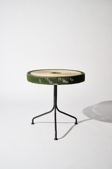 Dorothee Schumacher Handwoven dinner table verde militar beige mix