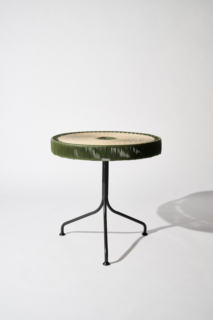Dorothee Schumacher Handwoven dinner table verde militar beige mix