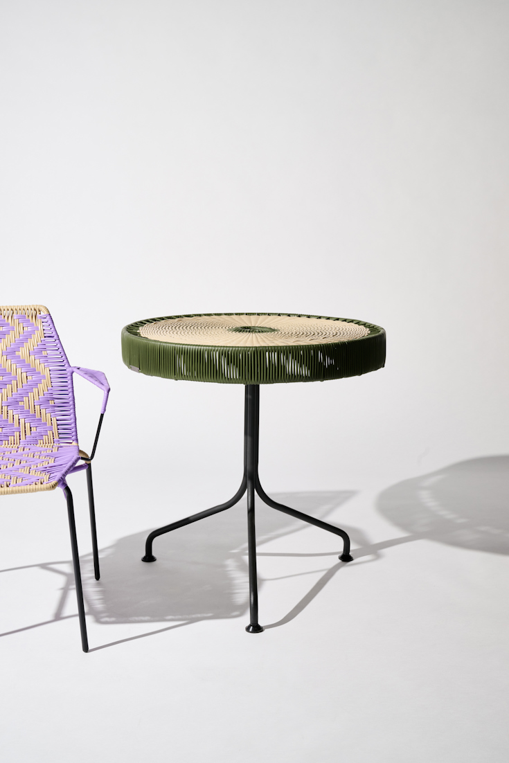 Dorothee Schumacher Handwoven dinner table verde militar beige mix