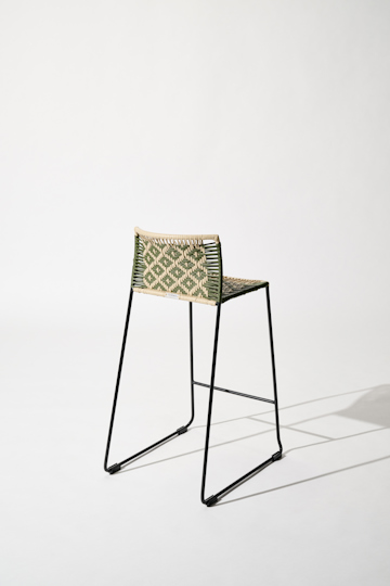 Dorothee Schumacher Handwoven stool verde militar beige mix