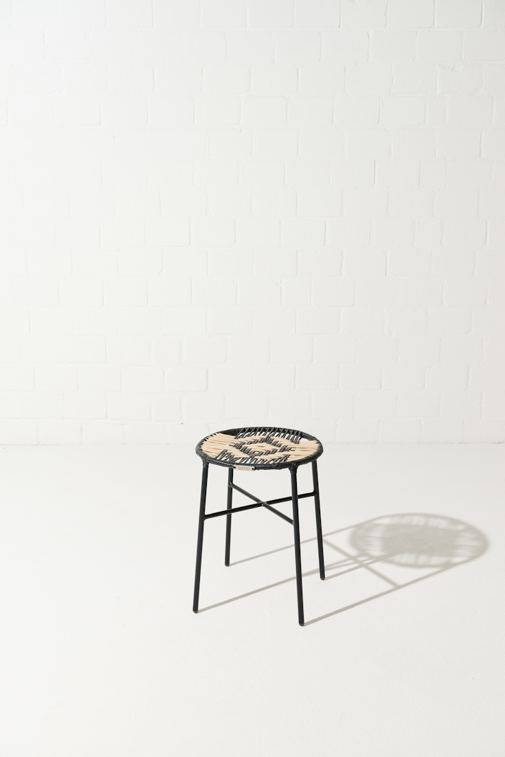 Dorothee Schumacher Handwoven stool black beige mix