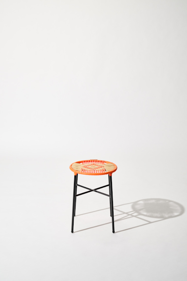 Dorothee Schumacher Handwoven stool mix rojo vino/orange