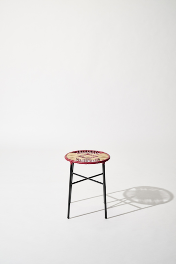 Dorothee Schumacher Handwoven stool rojo vino beige mix