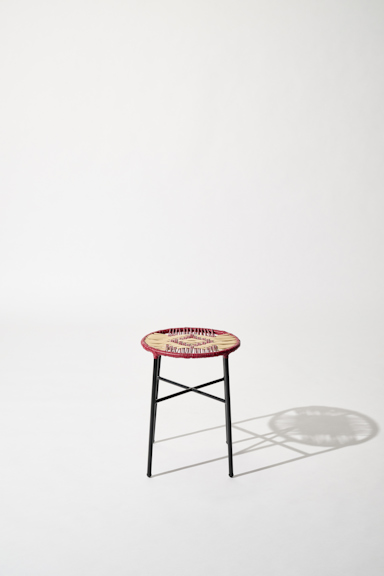 Dorothee Schumacher Handgeflochtener Hocker rojo vino beige mix