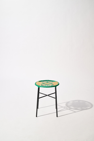 Dorothee Schumacher Handgeflochtener Hocker verde beige mix