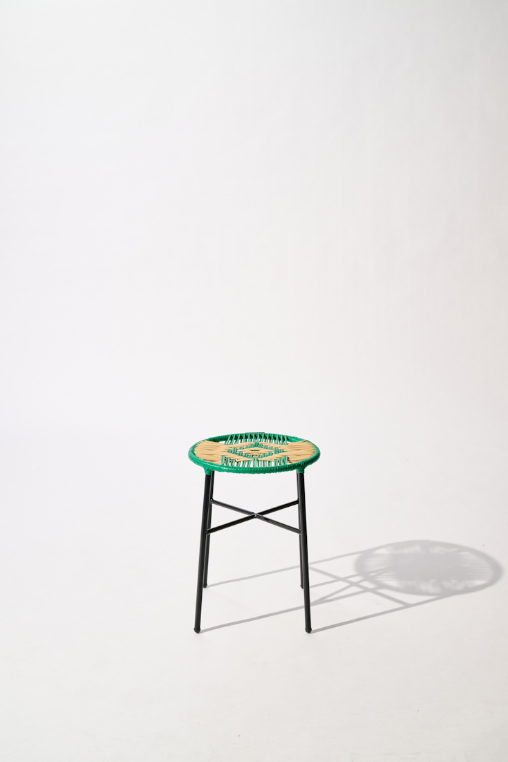 Dorothee Schumacher Handwoven stool verde beige mix