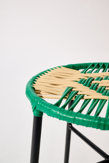 Dorothee Schumacher Handwoven stool verde beige mix