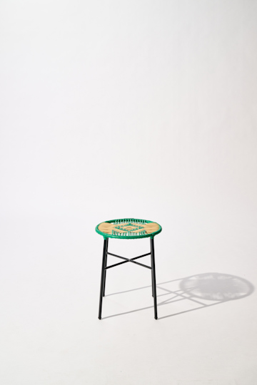 Dorothee Schumacher Handgeflochtener Hocker verde beige mix