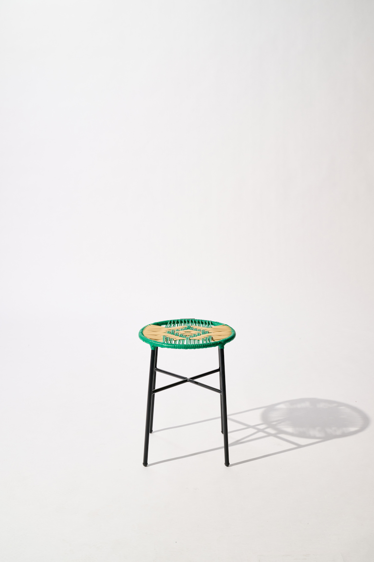 Dorothee Schumacher Handgeflochtener Hocker verde beige mix