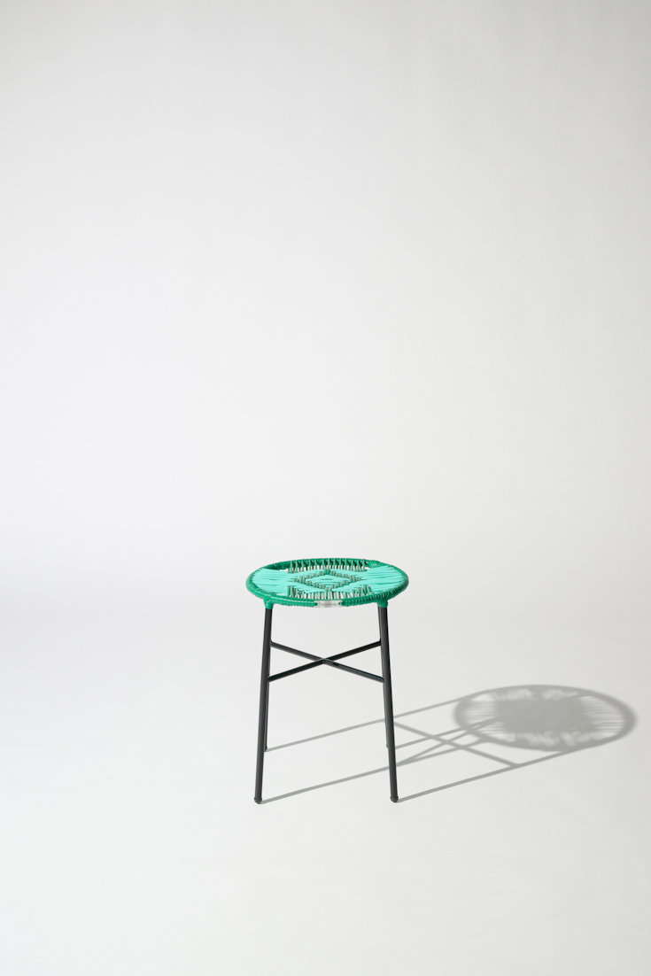 Dorothee Schumacher Handgeflochtener Hocker verde turquesa mix
