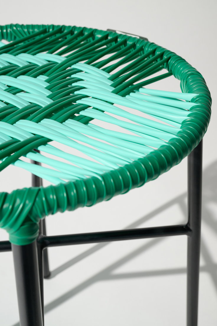 Dorothee Schumacher Handgeflochtener Hocker verde turquesa mix