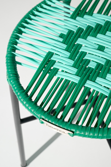 Dorothee Schumacher Handwoven stool verde turquesa mix