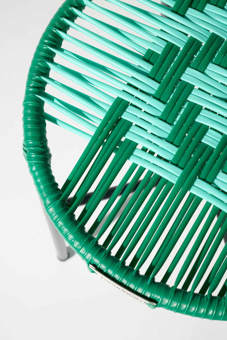 Dorothee Schumacher Handgeflochtener Hocker verde turquesa mix