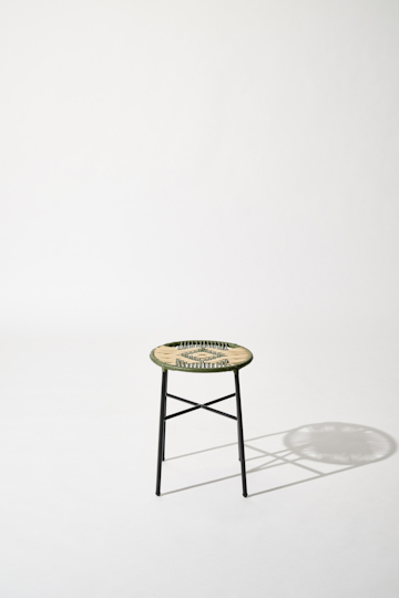 Dorothee Schumacher Handwoven stool verde militar beige mix